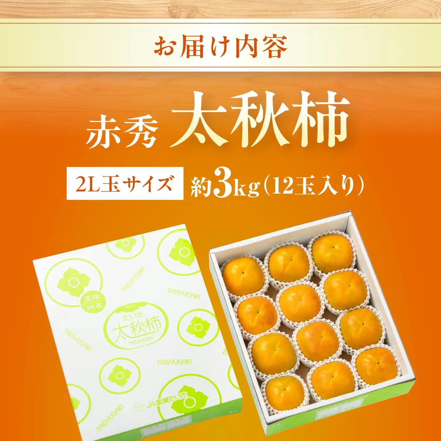 太秋柿 赤秀2Lサイズ約3kg（12玉入り）柿 フルーツ  BKAL004