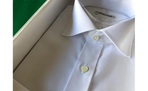 【生地：ノーアイロン】オーダーワイシャツ-川西町産貝ボタン使用-高瀬貝