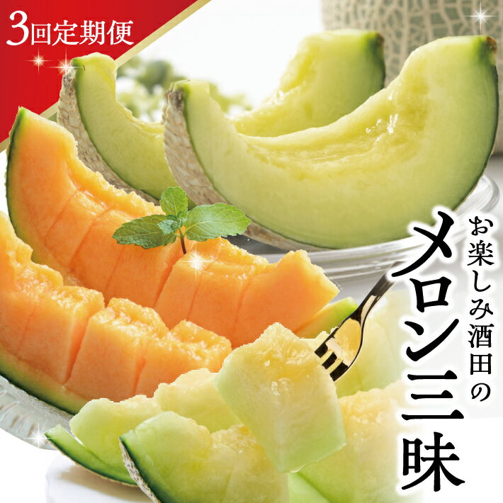 【ふるさと納税】≪3回定期便≫ お楽しみ！酒田のメロン三昧2025 6月中旬〜7月下旬：青肉メロン 7月上旬〜8月上旬：赤肉メロン 8月中旬〜9月下旬：アールスメロン 計3回 ※着日指定不可 頒布会 夏 秋 メロン 山形 酒田 庄内