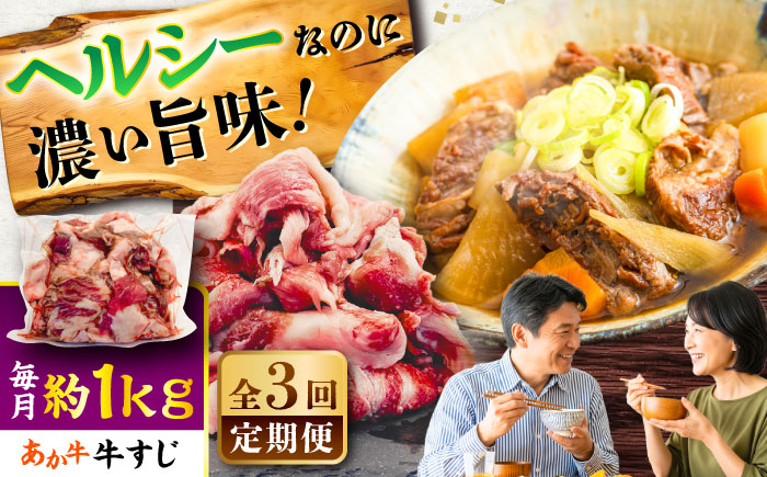 【全3回定期便】熊本あか牛スジ 約1kg / 熊本県 あか牛 あかうし 和牛 牛すじ すじ肉 牛肉 お肉 褐毛和種 冷凍 国産【五右衛門フーズ】 [BHCY050]
