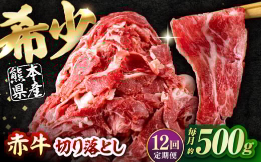 【全12回定期便】 赤牛 切り落とし 500g / お肉 牛肉 あか牛 和牛 熊本県産 冷凍 和牛 あか牛 赤牛 褐毛和種 切り落とし 切り落し 小間切れ こま切れ 冷凍 国産 熊本 熊本県 肥後 熊本県産【五右衛門フーズ熊本店】 [AYBV016]