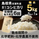 【ふるさと納税】【毎月定期便】栽培期間中化学肥料・化学農薬不使用 R1米コシヒカリ5kg(精米)全6回【4057271】