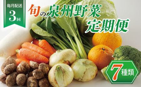 泉州野菜 定期便 7種類×全3回【毎月配送コース】