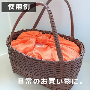 メッシュのエコバッグ【オレンジ】 enmusubi ステッチグリーン