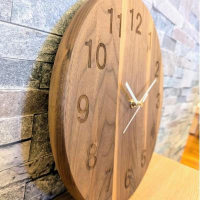ふるさと納税 大川市 【2025年7月中旬発送】木製掛け時計　ウォールナット丸形　大サイズ　直径32cm |  | 02
