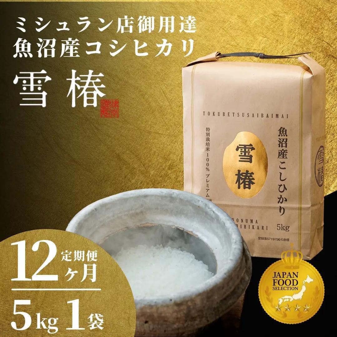 令和8年産 先行予約 12ヶ月定期便 魚沼産コシヒカリ 雪椿 5kg (5キロ×1袋) 特別栽培 | 魚沼 津南町