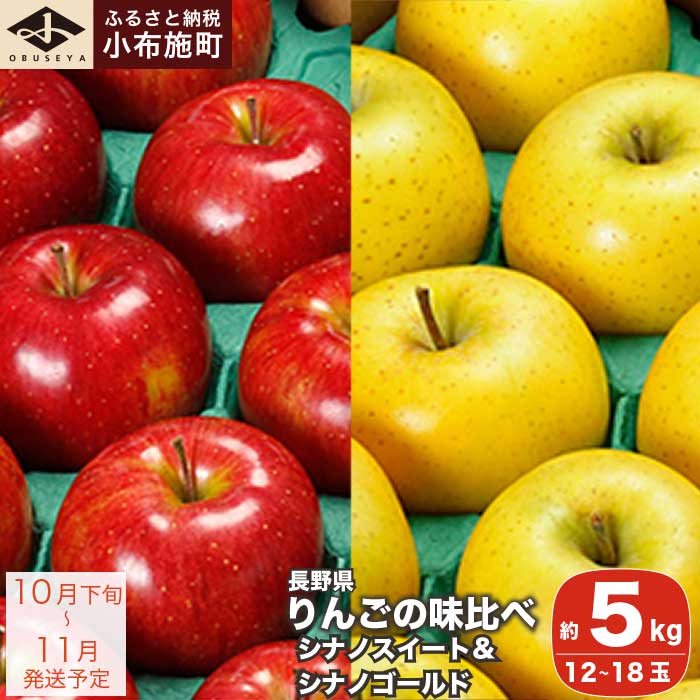 長野県りんごの味比べ 約5kg 12～18玉 シナノスイート シナノゴールド ［小布施屋］ りんご 林檎 リンゴ  果物 フルーツ 長野県産 信州産 特産 産地直送 産直 数量限定 先行予約 ギフト 令和7年産 【2025年10月下旬～11月発送】