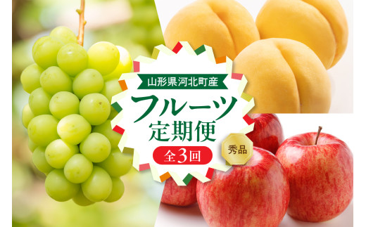 【令和8年産】8月から始まる・お取り寄せフルーツ定期便 3回 (黄桃・シャインマスカット・サンフジ)【山形eLab】 ka074-031-r8