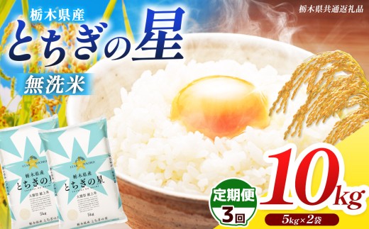 【栃木県共通返礼品】【先行予約】【令和8年度産】【定期3回】訳あり 栃木県産 とちぎの星  無洗米 5kg×2 10kg | 定期便 選べる ふるさと 納税 コシヒカリ とちぎの星 お米 精米 無洗米 ごはん ご飯 主食 日本米 kome 栃木県 共通返礼品 那珂川町 送料無料