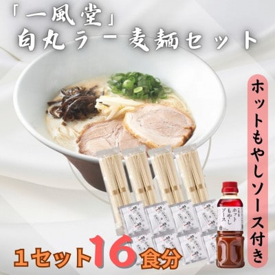 ラー麦使用「一風堂」とんこつラーメン 白丸 計16食(8食×2)【ホットもやしソース付き】(岡垣町)