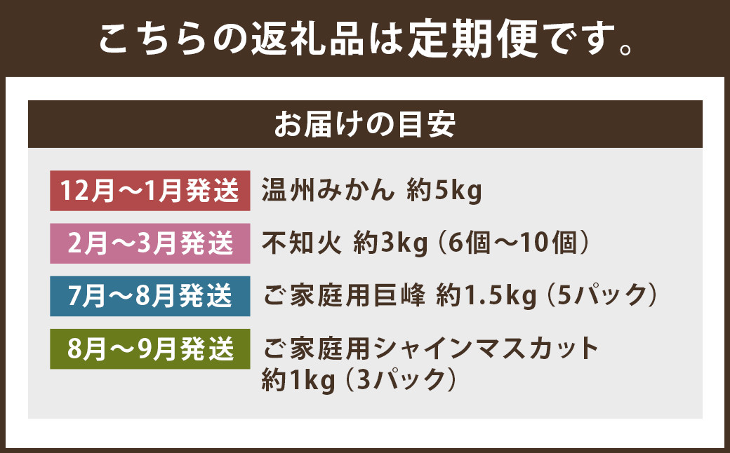 【定期便 4回コース】時津の果物定期便 みかんとぶどうの町から贈る 特産品の定期便