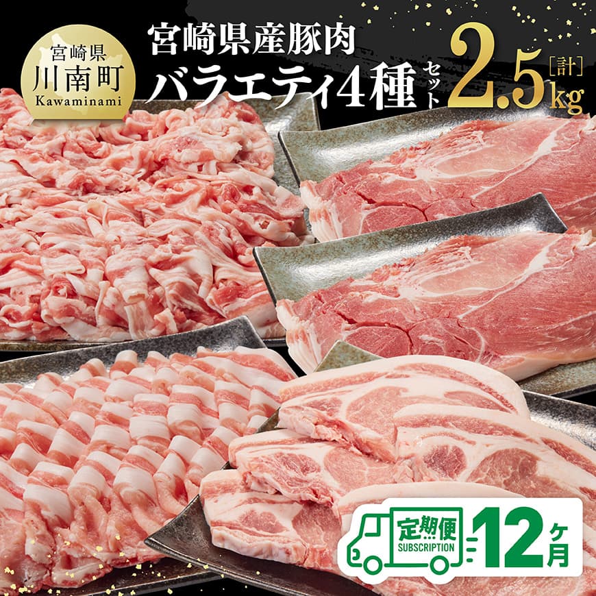 【ふるさと納税】※レビューキャンペーン※【12ヶ月定期便】宮崎県産豚肉バラエティ4種セット2.5kg - 肉 豚 豚肉 ロース バラ 切り落とし D07502t12