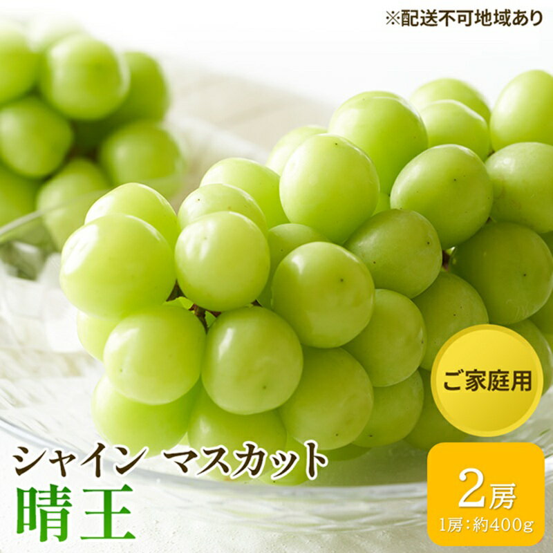 【ふるさと納税】ぶどう 2026年 先行予約 ご家庭用 シャイン マスカット 晴王 約400g×2房 ブドウ 葡萄 岡山県産 国産 フルーツ 果物 太陽 美しい 外観 大粒 高糖度 種なし 皮ごと 弾力 食感 美味しい　お届け：2026年8月下旬～2026年11月下旬