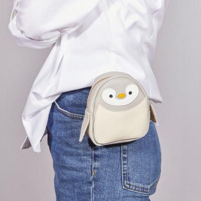 ふるさと納税 長岡京市 ≪本革使用≫ペンギンレザーポーチ小　アニマルポーチ
