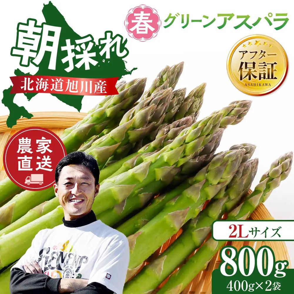 【27年先行予約】農家直送 朝採れ 春グリーンアスパラ 2Lサイズ 800g(400g×2袋) | アスパラ