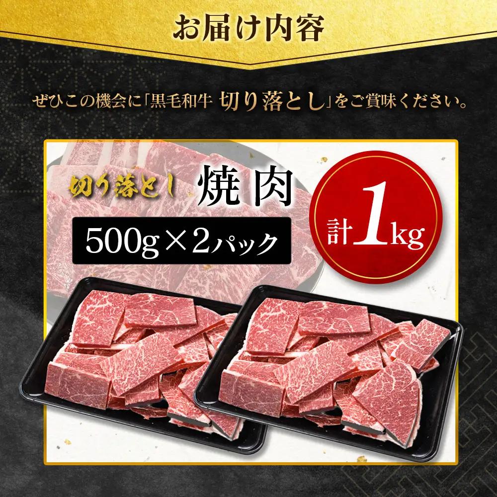 【ふるなびWEEK対象】10日以内出荷 訳あり 宮崎県産 黒毛和牛 切り落とし 焼肉 計1kg C474-Y-10D