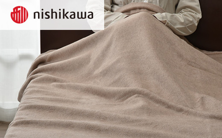 西川 カシミヤ毛布QL6653 ベージュ FQ03602015300｜無地 シンプル 毛羽部分 カシミヤ100% 暖かい やわらか 心地よい寝心地 [4007]
