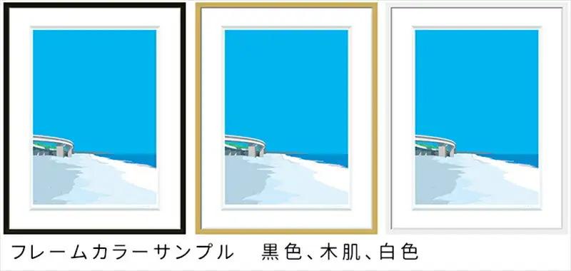 【ある夏休みの朝に考えたこと】直筆サイン入り　額付きジークレープリント　小田原にある景色　心象風景　片田舎の風景　子供の頃に見た風景　海　空　山 アート アート