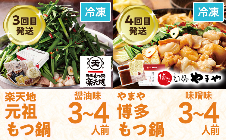 定期便 もつ鍋 グルメ 定期便 約4人前 通年 6回 6ヶ月 食べ比べ 頒布会 醤油 味噌 若杉 もつ鍋 国産 牛 小腸 定期発送 冷凍 グルメ 福岡グルメ 牛肉 牛もつ鍋 鍋 鍋セット みそ スープ