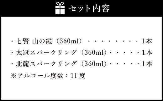 山梨の「山の酒」 3酒蔵のスパークリング日本酒飲み比べセット 日本酒 お酒 酒 セット 飲み比べ 国産 山梨県産 スパークリング 11度 炭酸