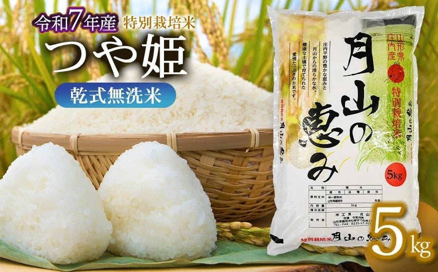 
            【令和8年3月以降発送】【令和7年産】特別栽培米 つや姫 乾式無洗米 5kg（5kg×1袋）山形県鶴岡市産　米工房 月山 【発送時期が選べる】
          