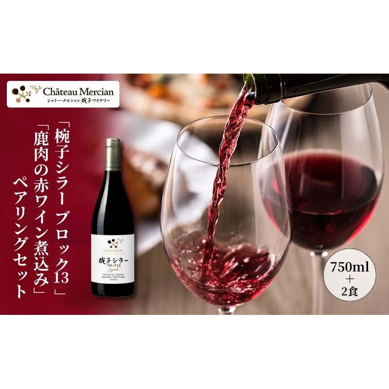 【ふるさと納税】ワイナリー限定品「椀子シラー ブロック13」×「鹿肉の赤ワイン煮込み(200g×2食)」ペアリングセット ワイン 赤ワイン お酒 酒 アルコール 鹿肉 長野 長野県 上田市