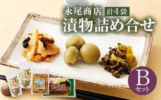 
                  永尾商店 漬物 詰め合せ Bセット  3種 計約910g 上高菜（160g）×1袋 人吉割干漬 （250g）×1袋 人吉の焼酎梅 （250g）×2袋 セット 熊本県 相良村
                