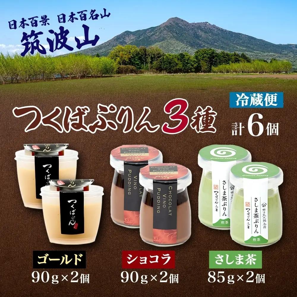 ゴールドぷりん ＆ ショコラ・ヴィノ・プディング ＆ さしま茶プリン 各2個 計6個 つくばぷりん プリン ぷりん ショコラ チョコレート さしま茶 茶 お茶 スイーツ 洋菓子 和スイーツ 冷菓 デザ