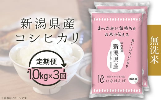 27-M103D【無洗米】新潟県産コシヒカリ10kg（5kg×2袋）【3ヶ月連続お届け】