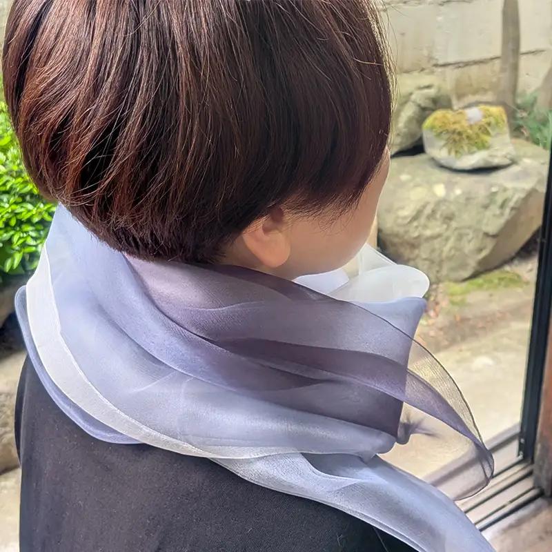 ダブルエアリーストール サファイアブルー ファッション小物 ファッションアイテム 服飾品 ファッション 川俣町 福島県 FAF-0231