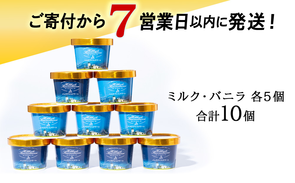 【7営業日以内発送】生乳本来のおいしさトワ・ヴェールアイスクリーム10個セット(バニラ・ミルク2種×各5個)工場直送