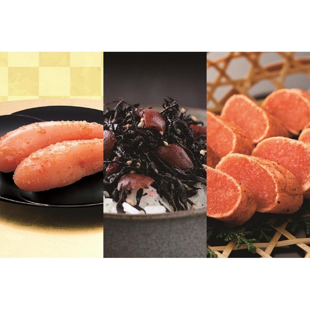 【ふるさと納税】【博多大丸おすすめ品】福岡「ふく富」　無着色あごだし辛子明太子170g・梅の香ひじき120g・炙りめんたい180gセット | 魚卵 魚介類 水産 食品 人気 おすすめ 送料無料