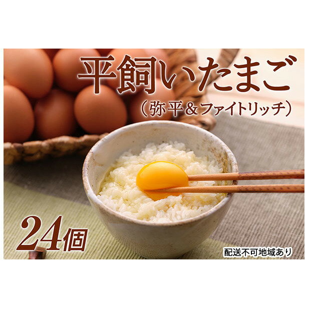 【ふるさと納税】平飼い卵（弥平＆ファイトリッチ）24個　湖南市野菜で育った鶏の栄養豊富な卵　卵