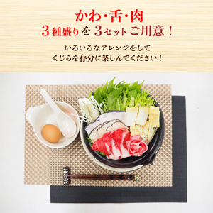 くじら しゃぶしゃぶ 3種 盛り セット 鯨肉 タン 舌 皮 鍋 だし 冷凍 鯨 クジラ 山賀 下関 山口 AS152