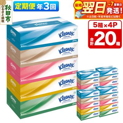 ふるさと納税 秋田市 《3回定期便》クリネックス ティシュー 20箱 ティッシュ|15_nsc-030403