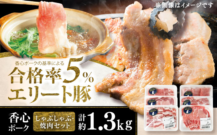 【香心ポーク】焼肉用厚切り、しゃぶしゃぶ用薄切りのセット(計約1.3kg)【有限会社コーシン】 [BHAH008]