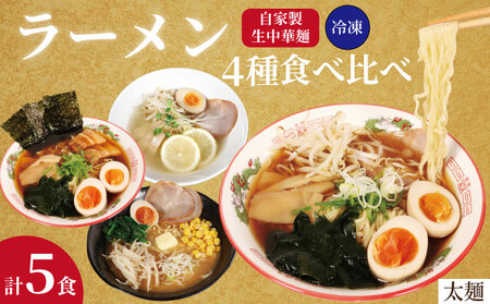 ラーメン 4種 計5食 ラーメン 太麺 冷凍 (醤油・味噌・塩)