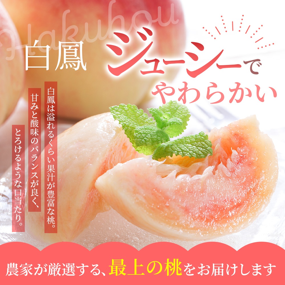 【予約受付】桃の王様 白鳳 <特秀品> うれしい食べきり容量 3玉 2025年6月末頃～2025年7月末頃に順次発送予定（お届け日指定不可）/ 桃 もも 白鳳 フルーツ 果物 くだもの 【kgr010】
