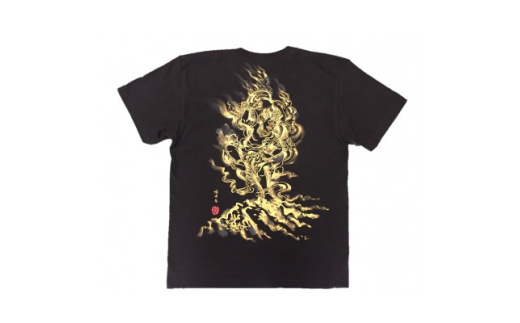 手描きTシャツ 仏画 蔵王権現 黒 (半袖 Sサイズ)【1614964】