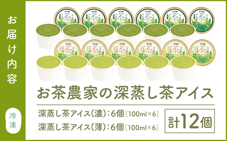 お茶 農家 の 深蒸し茶 アイス（ 濃・薄 各6個 計12個 ） KN166-001-02 菓子 茶