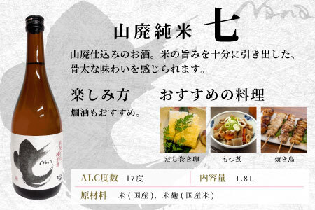 蓬莱泉 ほうらいせん 山廃純米 「七」 1.8L 辛口 17％ お酒 日本酒 酒 コメ 米 お米 アルコール 関谷醸造 -142