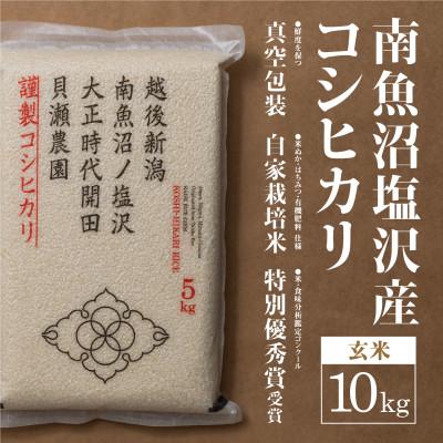 ふるさと納税 南魚沼市 令和7年産新米予約「貝瀬農園米」5割減農薬米　南魚沼塩沢産コシヒカリ　玄米10kg(5kg×2袋)