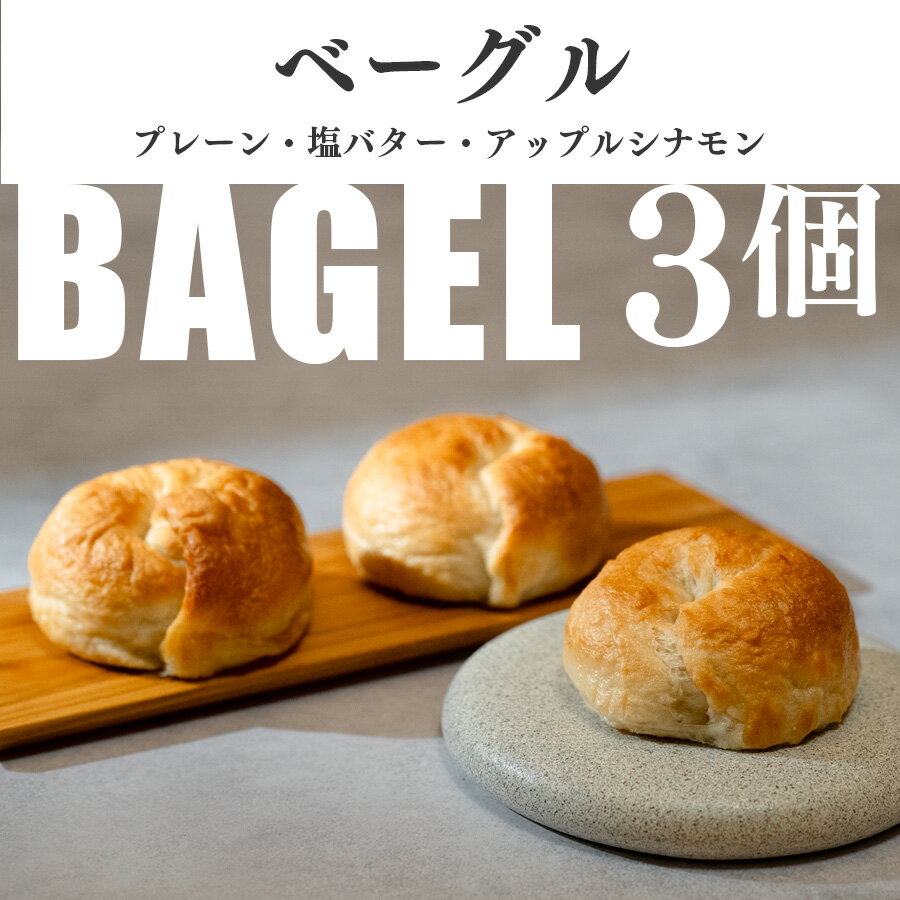 【ふるさと納税】自家製ベーグル プレーン 塩バター アップルシナモン おすすめ3種セット｜国産小麦 パン おやつ 朝食 手作り bagel ヘルシー こだわり 人気 焼きたて ダイエット ギフト 特製 素材 やさしい デザート スイーツランキング もちもち