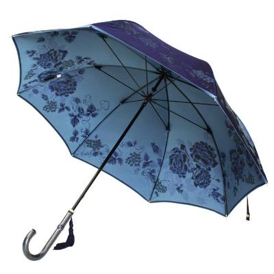 ふるさと納税 富士河口湖町 槙田商店【晴雨兼用】長傘 ”絵おり”  薔薇と葡萄  紺 |  | 02