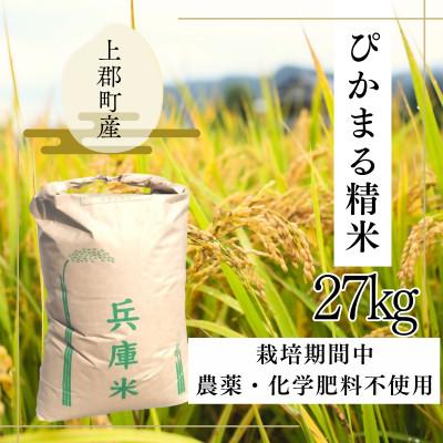ふるさと納税 上郡町 【令和7年産米/栽培期間中農薬化学肥料不使用】ぴかまる精米27kg