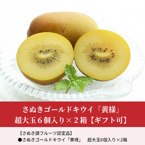 【配送不可地域：北海道・沖縄県・離島】【ふるさと納税】さぬきゴールドキウイ「黄様」超大玉６個入り×２箱【ギフト可】  秋 旬
