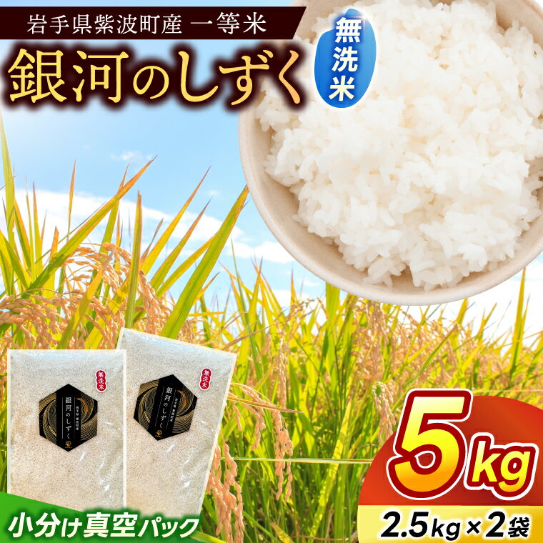 【ふるさと納税】 ＼数量限定／ 令和7年産 「銀河のしずく」 無洗米 5kg(2.5kg×2袋) 小分け真空パック 米 お米 コメ 精米 白米 岩手県紫波町産 (EN005)