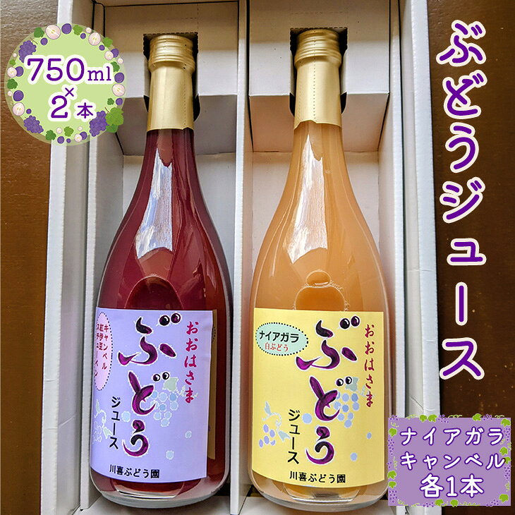 【ふるさと納税】ぶどうジュース （キャンベル・ナイアガラ） 750ml×2本 川喜ぶどう園 花巻市 岩手県