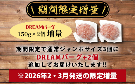 《R8.2・3月発送 限定 増量 》くまもと 黒毛和牛 DREAMジャンボバーグ 500g×3個 + DREAMバーグ 150g×2個 【合計 1.8kg】 113-0535