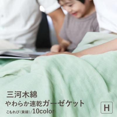ふるさと納税 蒲郡市 三河木綿 ガーゼケット やわらか速乾  ハーフサイズ_こもれび 黄緑【G0303】